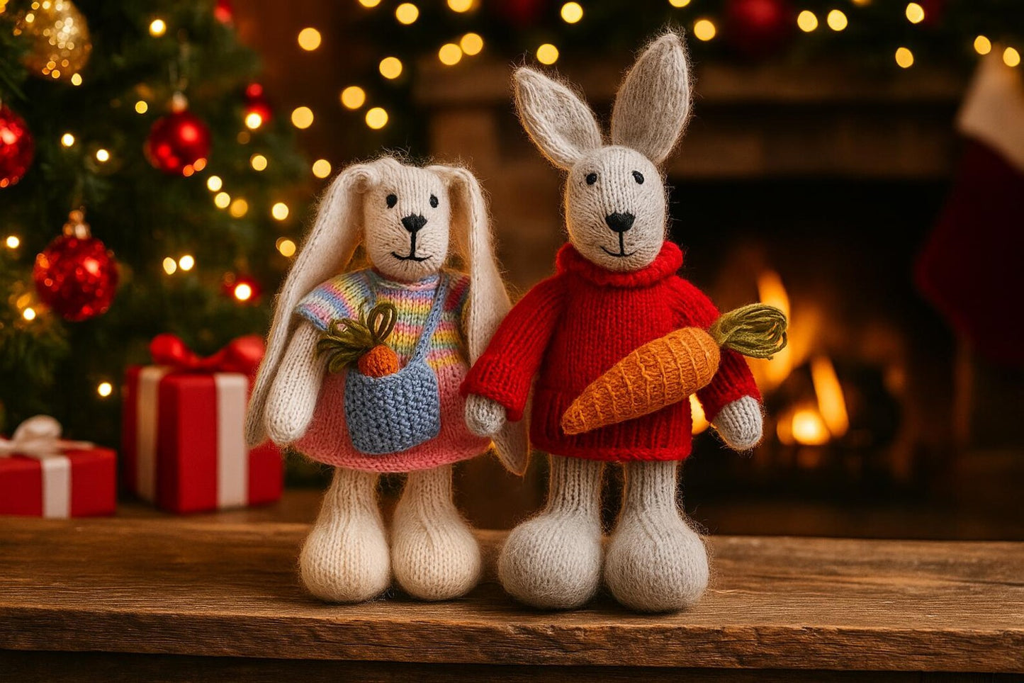 Handmade Knitted Bunny Couple